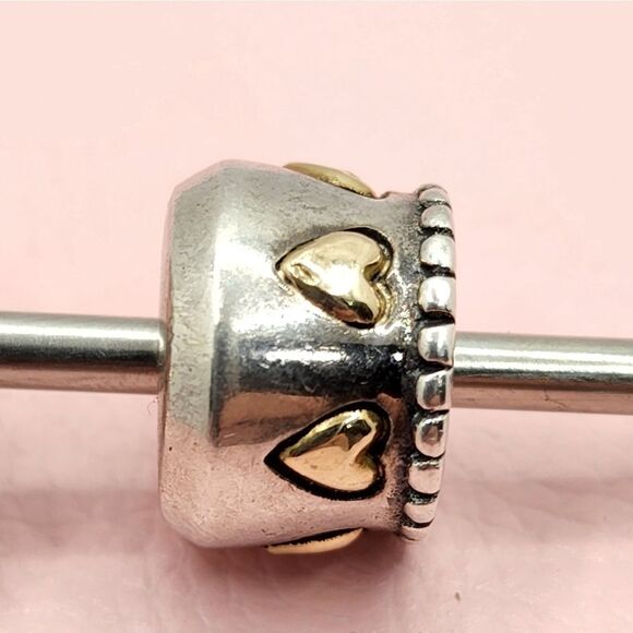 SAMUEL BENHAUM 18K GOLD HEART AND 925 STERLING SILVER CHARM - Picture 4 of 5